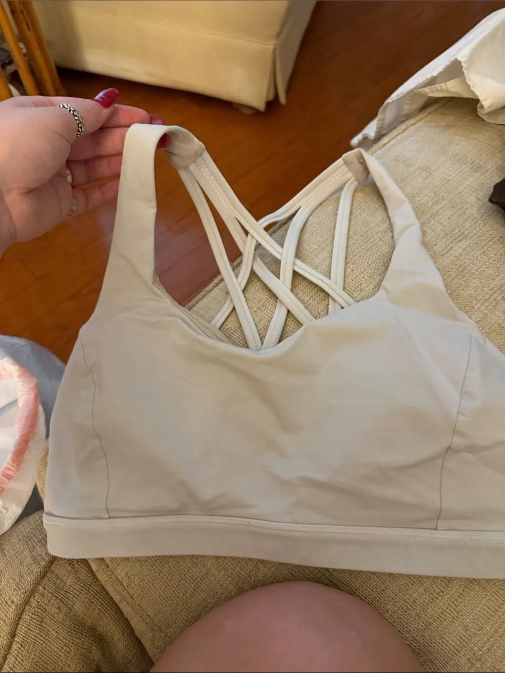 lululemon athletica Light Beige Strappy-Back Sports Bra